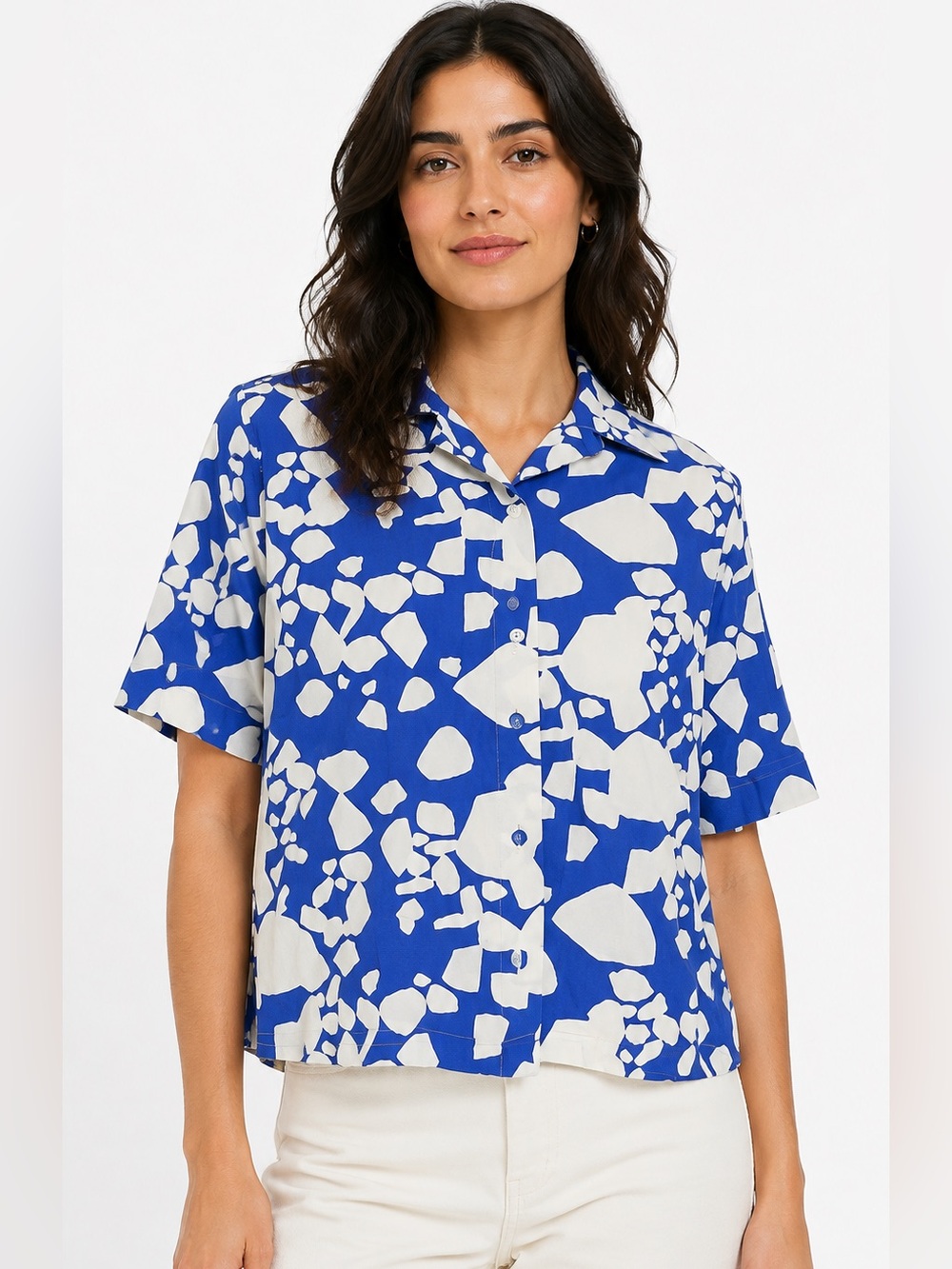 SALE ! 🎉 Simons x Catherine Lavoie Blue Abstract Cotton Shirt Medium